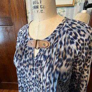 Tracy Reese leopard animal print tunic blouse Small